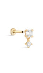kosiner jewelry 14K Solid Gold Micro Zircon Pendant Ear Piercing Stud
