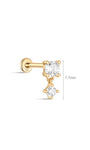kosiner jewelry 14K Solid Gold Micro Zircon Pendant Ear Piercing Stud