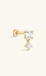 kosiner jewelry 14K Solid Gold Micro Zircon Pendant Ear Piercing Stud