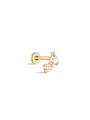 kosiner jewelry 14K Solid Gold Mini Double Zircon Stitching Ear Piercing Stud