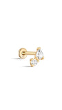 kosiner jewelry 14K Solid Gold Mini Double Zircon Stitching Ear Piercing Stud