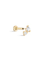 kosiner jewelry 14K Solid Gold Mini Double Zircon Stitching Ear Piercing Stud