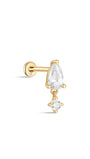 kosiner jewelry 14K Solid Gold Water Drop Tassel Ear Piercing Stud