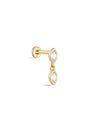 kosiner jewelry 14K Solid Gold Marquise Bezel Zircon Ear Piercing Stud