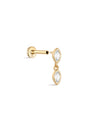 kosiner jewelry 14K Solid Gold Marquise Bezel Zircon Ear Piercing Stud