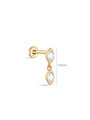 kosiner jewelry 14K Solid Gold Marquise Bezel Zircon Ear Piercing Stud