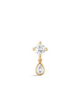 kosiner jewelry 14K Solid Gold Four - Claw Tassel Pendant Zircon Ear Piercing Stud