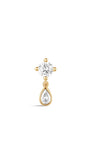kosiner jewelry 14K Solid Gold Four - Claw Tassel Pendant Zircon Ear Piercing Stud