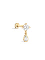 kosiner jewelry 14K Solid Gold Four - Claw Tassel Pendant Zircon Ear Piercing Stud
