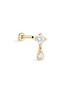 kosiner jewelry 14K Solid Gold Four - Claw Tassel Pendant Zircon Ear Piercing Stud