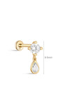 kosiner jewelry 14K Solid Gold Four - Claw Tassel Pendant Zircon Ear Piercing Stud