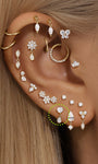 kosiner jewelry 14K Solid Gold Four - Claw Tassel Pendant Zircon Ear Piercing Stud