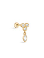 kosiner jewelry 14K Solid Gold Flower Border Pendant Ear Piercing Stud