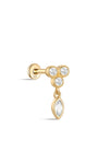 kosiner bijoux 14K or massif fleur bordure pendentif oreille piercing clou