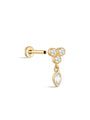 kosiner jewelry 14K Solid Gold Flower Border Pendant Ear Piercing Stud