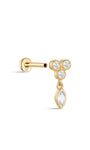 kosiner bijoux 14K or massif fleur bordure pendentif oreille piercing clou