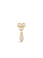 kosiner jewelry 14K Solid Gold Flower Border Pendant Ear Piercing Stud