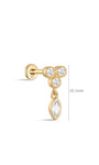 kosiner bijoux 14K or massif fleur bordure pendentif oreille piercing clou