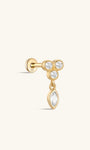 kosiner bijoux 14K or massif fleur bordure pendentif oreille piercing clou