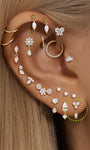 kosiner bijoux 14K or massif fleur bordure pendentif oreille piercing clou