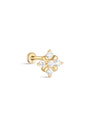 kosiner jewelry 14K Solid Gold Flower Inlaid Ear Piercing Stud
