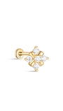 kosiner jewelry 14K Solid Gold Flower Inlaid Ear Piercing Stud