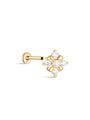 kosiner jewelry 14K Solid Gold Flower Inlaid Ear Piercing Stud