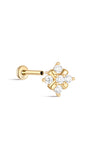 kosiner jewelry 14K Solid Gold Flower Inlaid Ear Piercing Stud