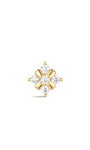 kosiner jewelry 14K Solid Gold Flower Inlaid Ear Piercing Stud