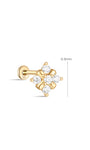 kosiner jewelry 14K Solid Gold Flower Inlaid Ear Piercing Stud