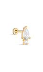 kosiner ジュエリー 14K ソリッド ゴールド ティアドロップ ジルコン イヤー ピアス スタッド