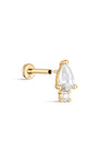 kosiner ジュエリー 14K ソリッド ゴールド ティアドロップ ジルコン イヤー ピアス スタッド