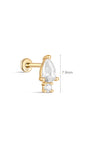 kosiner ジュエリー 14K ソリッド ゴールド ティアドロップ ジルコン イヤー ピアス スタッド