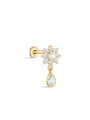 kosiner jewelry 14K Solid Gold Flower Pendant Ear Piercing Stud