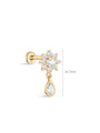 kosiner jewelry 14K Solid Gold Flower Pendant Ear Piercing Stud