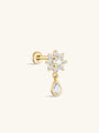 kosiner jewelry 14K Solid Gold Flower Pendant Ear Piercing Stud