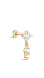 kosiner jewelry 14K Solid Gold Splicing Shiny Zircon Ear Piercing Stud