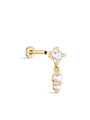 kosiner jewelry 14K Solid Gold Splicing Shiny Zircon Ear Piercing Stud