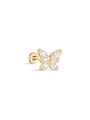 kosiner jewelry 14K Solid Gold Butterfly Pave Zircon Ear Piercing Stud