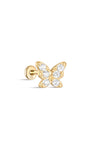 kosiner jewelry 14K Solid Gold Butterfly Pave Zircon Ear Piercing Stud