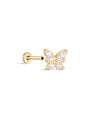 kosiner jewelry 14K Solid Gold Butterfly Pave Zircon Ear Piercing Stud