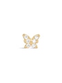 kosiner jewelry 14K Solid Gold Butterfly Pave Zircon Ear Piercing Stud