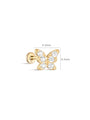 kosiner jewelry 14K Solid Gold Butterfly Pave Zircon Ear Piercing Stud