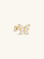 kosiner jewelry 14K Solid Gold Butterfly Pave Zircon Ear Piercing Stud