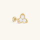 Clou de perçage d'oreille à trois pétales en or massif 14 carats