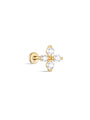 kosiner jewelry 14K Solid Gold Four Petal Flowers Ear Piercing Stud