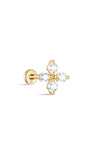 kosiner jewelry 14K Solid Gold Four Petal Flowers Ear Piercing Stud