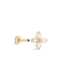 kosiner jewelry 14K Solid Gold Four Petal Flowers Ear Piercing Stud