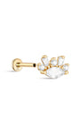 kosiner jewelry 14K Solid Gold Eye Spliced Zircon Ear Piercing Stud