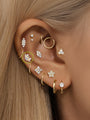 kosiner jewelry 14K Solid Gold Eye Spliced Zircon Ear Piercing Stud